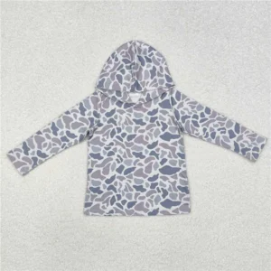 Baby Boys Grey Camouflage Long Sleeve Hooded Top