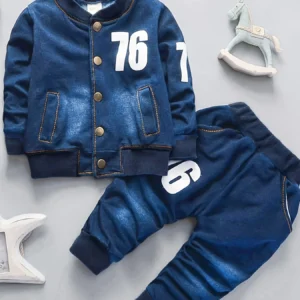 Spring  Autumn Toddler Boy Printed Denim Coat